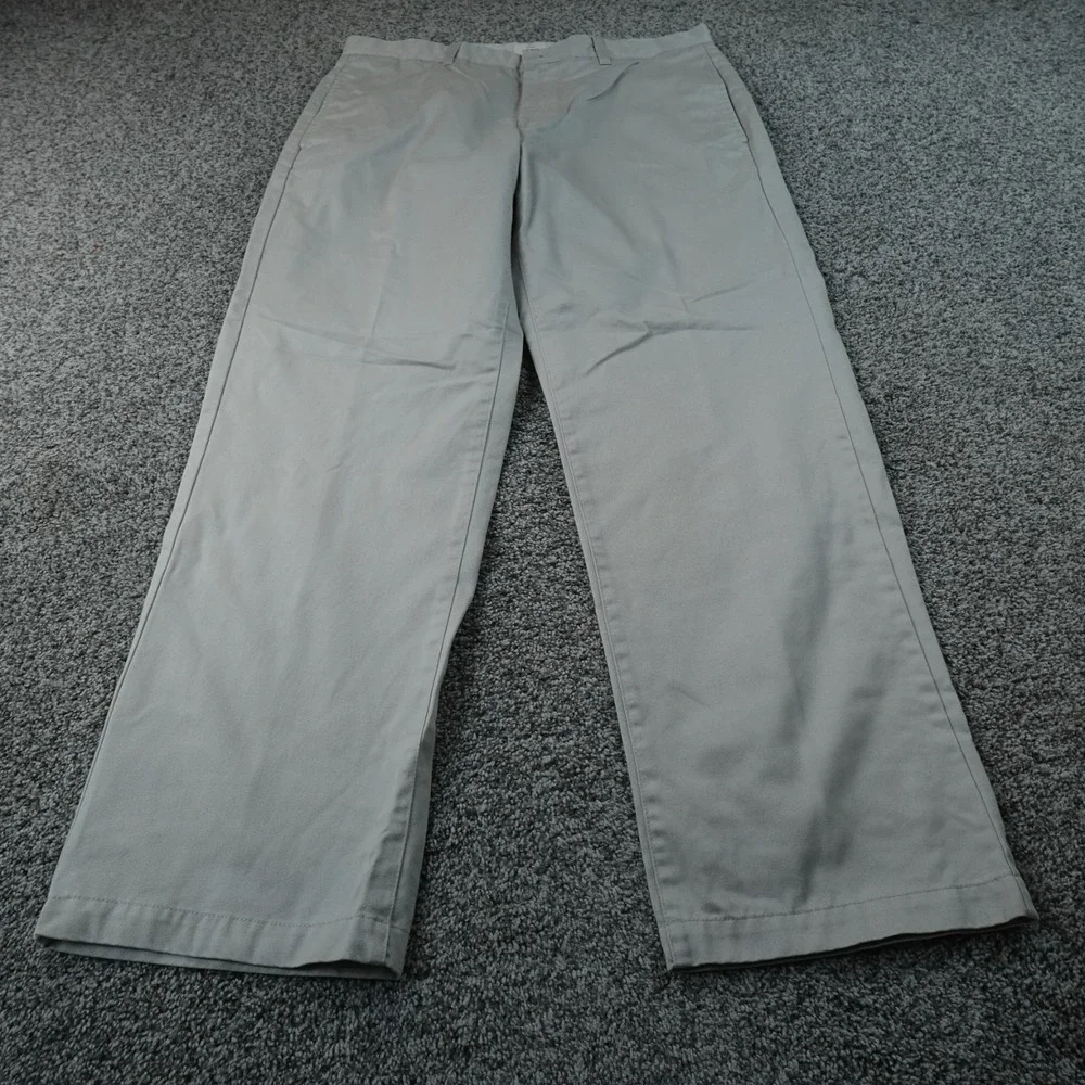 Gap Pants Mens 38X32 Beige Khaki Flat Front Chino Trouser‎ Classic Fit Wide Leg